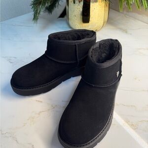 Skechers Slip Ins Black Ankle Boots